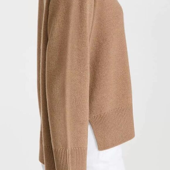 Theory Button Up Cashmere Camel Beige Canvas Pullover S - Picture 3 of 8